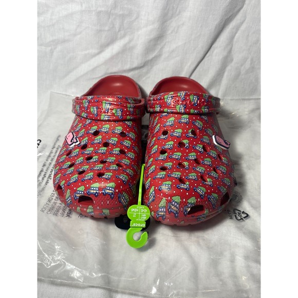 NWT Crocs Classic Clog Slip On Vineyard Vines 2022  Holiday Collab Red m9 w11